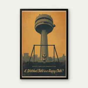 Sci-Fi Propaganda Poster, Dystopian Atomic Age Art Print, Classic Retro Futurism Wall Decor, Sophisticated Fiction Art, Unframed Print Only