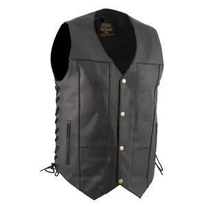 Milwaukee Leather Men’s Leather Biker Vest – Classic Western Cut - Motorcycle Rider Fit Ready, Patch Back