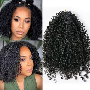 Tight Kinky Curly Crochet Human Hair Extensions Pre-Separated Reusable Feather Crochet Hair Invisible Micro Loop Crochet Hair