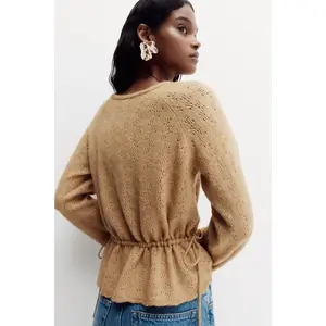 H&M Pointelle-knit peplum top