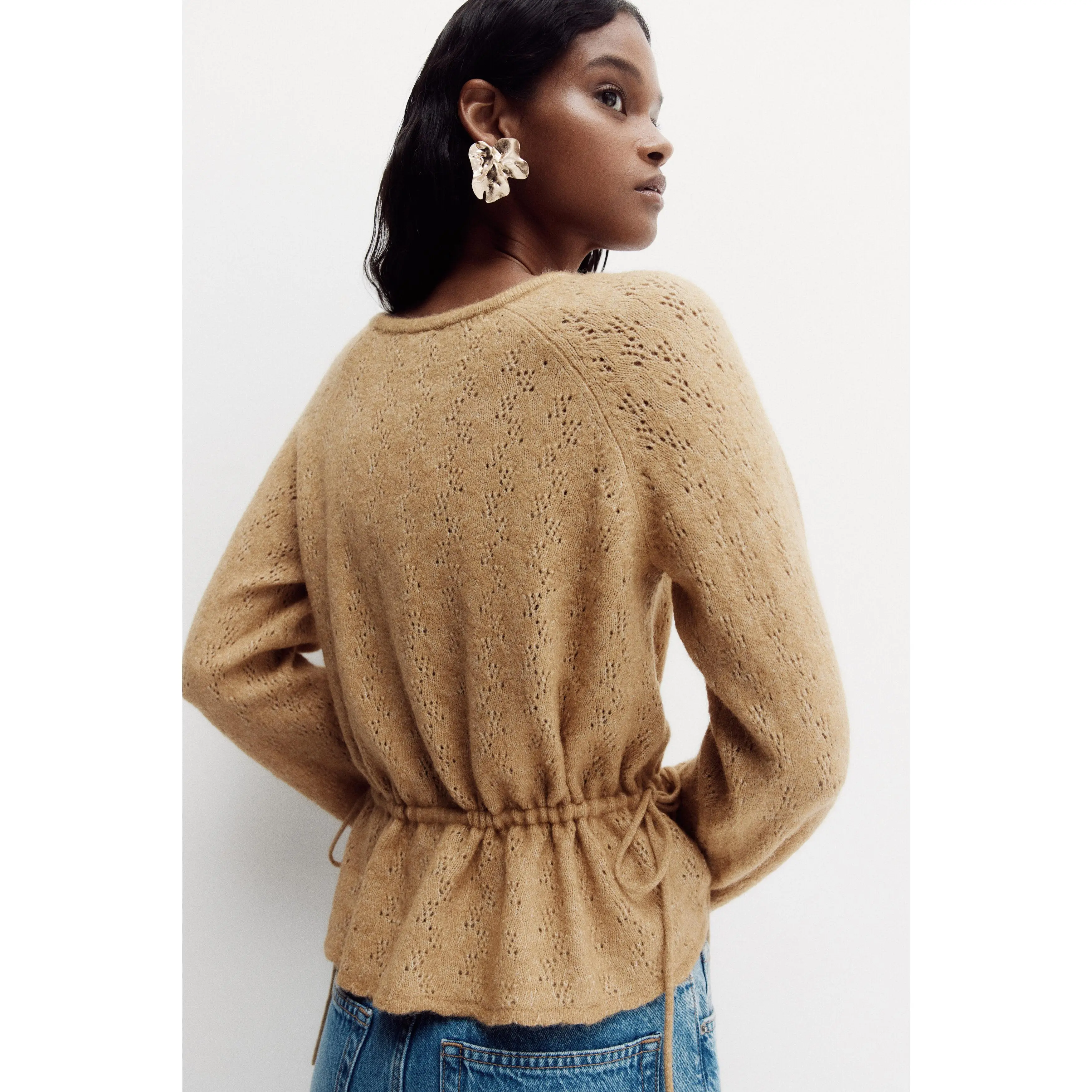 H&M Pointelle-knit peplum top