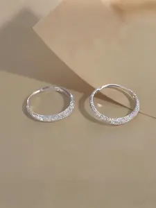 Shiny Sand Texture Hoop Earrings, Minimalist Fashion Women's Jewelry, Silver Color, Casual Style, All Seasons, No Choking Hazard