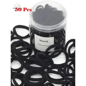 Women's Casual Solid Color Stretchy Hair Ties, Scrunchie, 50pcs/set Minimalist Elastic Ponytail Holders, All-match Black Hair Accessories for Women & Girls