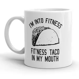 Fitness Taco Mug Funny Workout Health Cinco De Mayo Coffee Cup - 11oz Funny Coffee Mugs Ceramic Printed Drinkware Cup