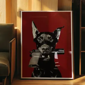 Luxury Doberman Poster, Dark Fashion Wall Art, Masculine Hypebeast Print, Trendy Home Decor