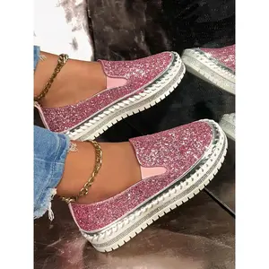 Women's Glitter Fashionable Walking Shoes, Casual Comfortable Shoes for Daily Wear, Female All-match Walking Shoes for Daily Wear