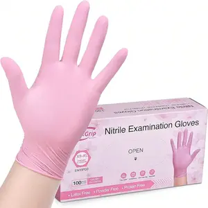 100ct Pink Nitrile Gloves 4mil – Latex-Free, Powder-Free for Salon & Cleaning