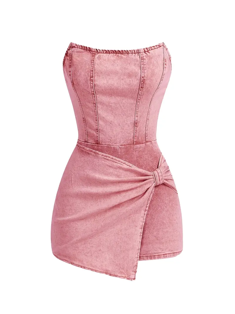 Women's U Neck Halter Light Wash Denim Bodycon Dress with Ruffle Hem, Aesthetic Summer Casual Tight Fit, Split Design, Perfect for Everyday Wear, Cute Womenswear - TikTok Shop Women's U Neck Halter Light Wash Denim Bodycon Dress with Ruffle Hem, Aesthetic Summer Casual Tight Fit, Split Design, Perfect for Everyday Wear, Cute Womenswear - TikTok Shop