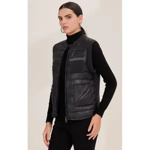 NEW SERATHINAN Cashmere Down Women's Knit-Trim Sleeveless Puffer Vest