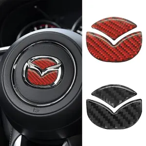 1Pcs For Mazda 2 3 6 5 Atenza CX3 CX5 MX5 CX7 Axela CX30 CX90 Car Steering Wheel Stickers Carbon Fiber Decals Auto Accessories