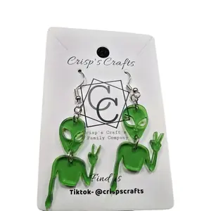 Handmade Acrylic Alien Earrings