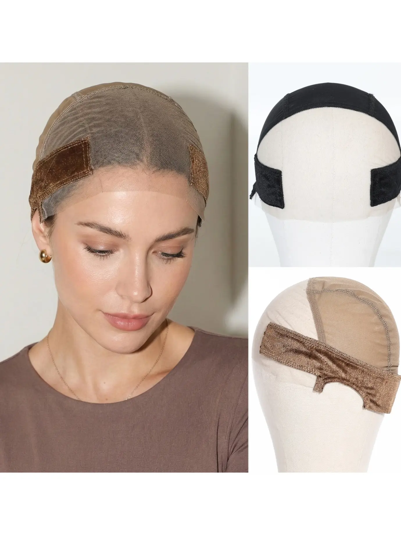 Wig Grip Cap Non Slip Adjustable Reusable Lace Front for Women Brown Amazon.com : STUDIO LIMITED Non-Slip Wig Cap with Grip Band  main image 4