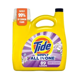 Tide Simply All-In-One Liquid Laundry Detergent, Berry Blossom Scent, 89 Loads, 117 fl oz
