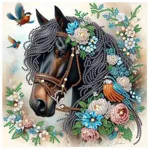 Horse Pattern DIY Diamond Arts Colorful Painting Kit without Frame, 5D Special Shape Diamond Handmade Mosaic Art Kit for Adults, Wall Art Decor, Diamond Painting Kits