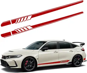 2 count  Side Skirt , 88.58" x 4.52" Long Stripes Stickers, PVC Auto Personalized Stickers,   Decoration, Universal for  , , SUVs (Red)