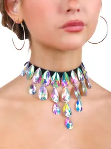 Black Iridescent Gem Necklace for Women - Perfect Festival Accessory