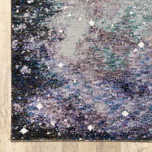 212 MAIN 9x12 ft. Rectangle Power-Loomed Stain-Resistant Abstract Art Rug, Purple-Teal & Brown, Industrial Look, Indoor Home Decor Rugs