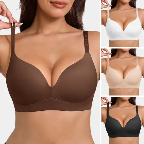 FeelinGirl Wireless Bras Comfortable Unlined Push Up Bra Full Lift Bralette Seamless T-shirt Bras Underwire newarrivals#SohoChic