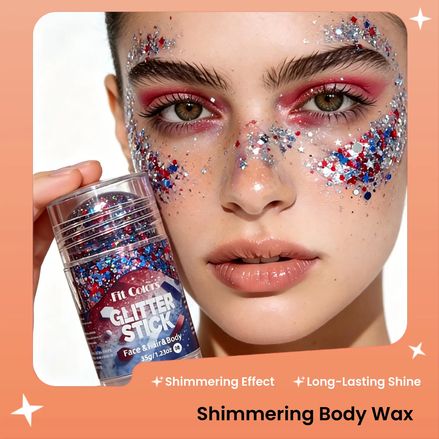 Body Painting Wax Stick, Party Glitter Beauty, Face & Body Sequins Gel, Body Makeup, Shimmering Body Glitter, Large Shimmer, Long-Lasting Shine,  Perfect for Festivals, Disco