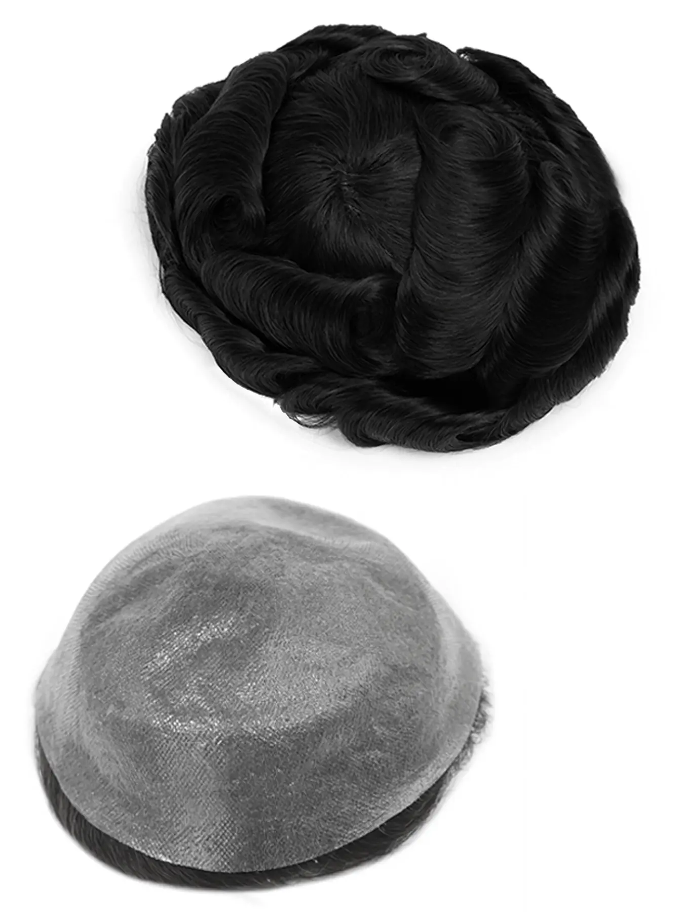 Men's Toupee Wig Full PU Human Hair, 30mm Wave with Natural Hairline, 100% Human Hair, Breathable Male PU Toupee Hair System, Comfortable Human Hair for Baldness & Hair Loss, Comfortable & Durable