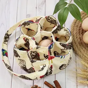 7-Pocket Canvas Egg Collecting Basket, Multipurpose Basket, Durable Multi-Use Storage for Fresh Eggs, Ideal for Farmhouse, Garden, Kitchen, Chicken Coop