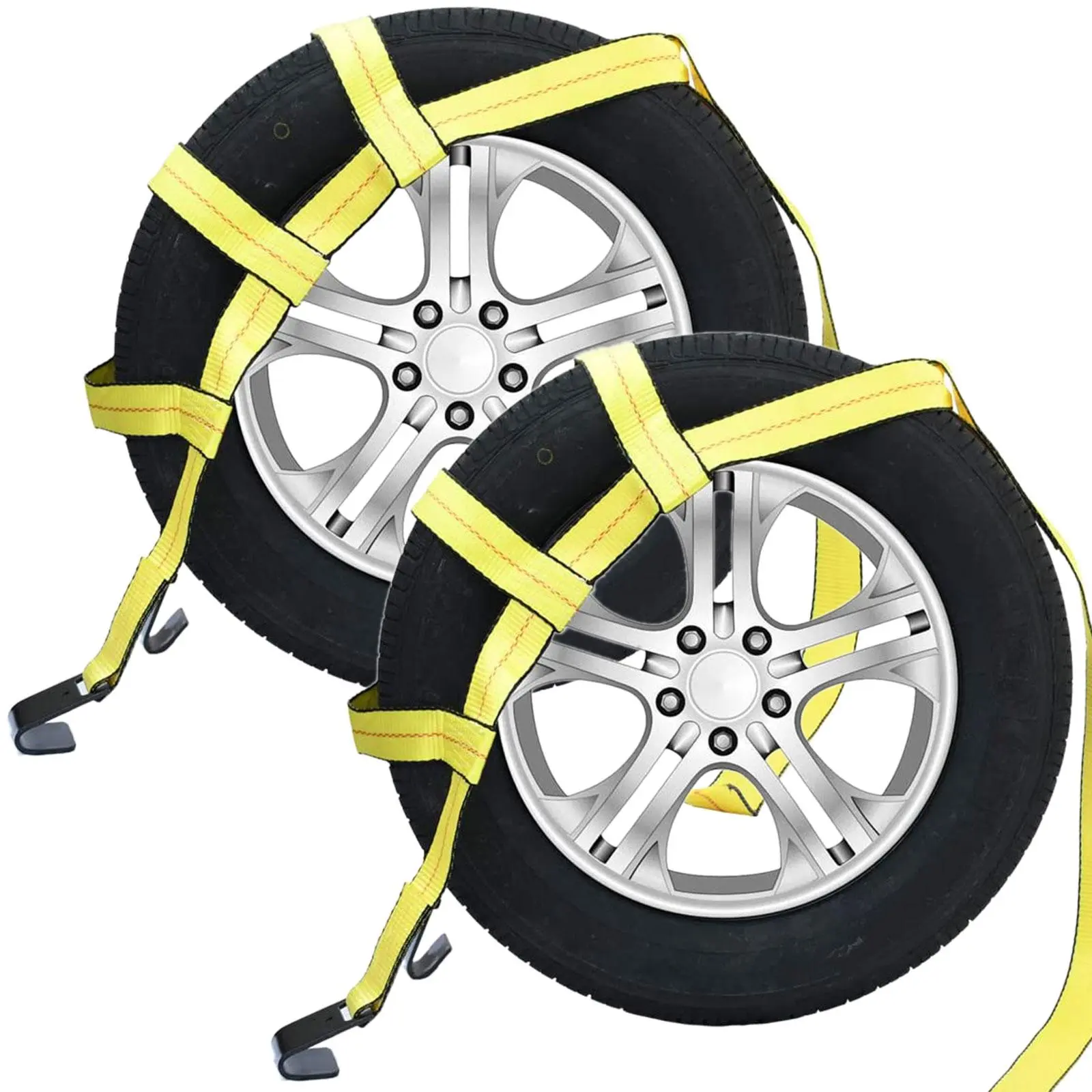 2Pcs Car Tow Dolly Basket Straps with Flat Hook