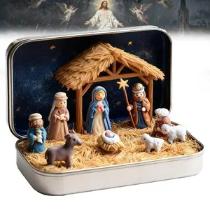 Mini Christmas Nativity Set in Tin Box Mini Christmas Nativity Set