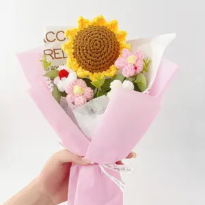 Sunflower Crochet Flower Bouquet with Light A Warm Decorative Gift That Brings Comfort Positivity and Cozy Vibes to Any Space