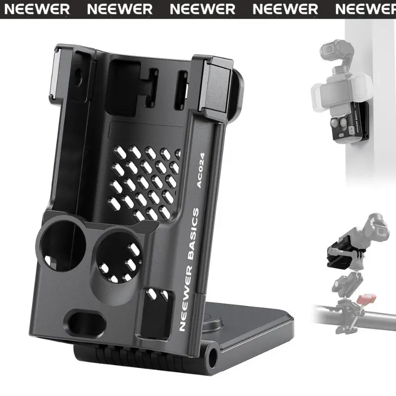 NEEWER AC024 Magnetic Camera Mount Stand for DJI Osmo Pocket 3 Creator Combo, Lightweight 1/4"-Threaded Screw Hole Adapter, Battery Grip Bracket, M21 Fill Light, Tabletop Tripod with Swivel Function, Unblocks Ports and Joysticks for Influencers