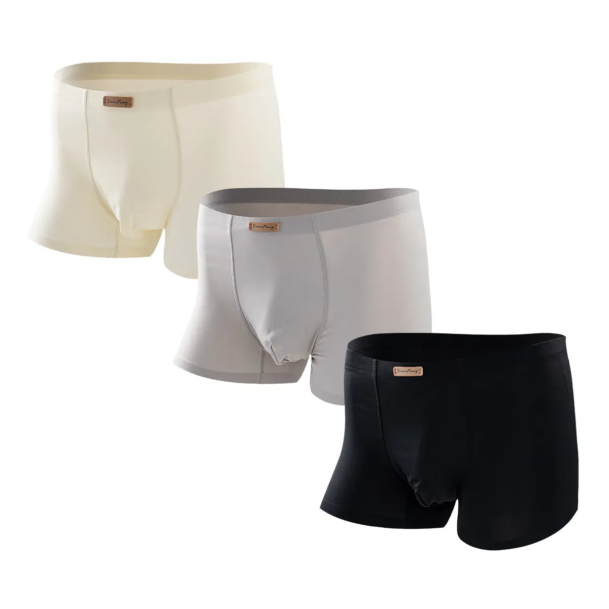 Men's Cooling Soft Boxer Trunks 3 Pack Lightweight Seamless Underwear with Breathable Crotch Lining for Summer Comfort