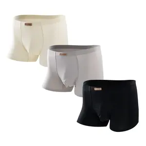 Men's Cooling Soft Boxer Trunks 3 Pack Lightweight Seamless Underwear with Breathable Crotch Lining for Summer Comfort