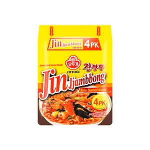 OTTOGI Jin Jjambbong Spicy Seafood Noodles 4 Pack 18.3 oz - Korean Instant Ramen