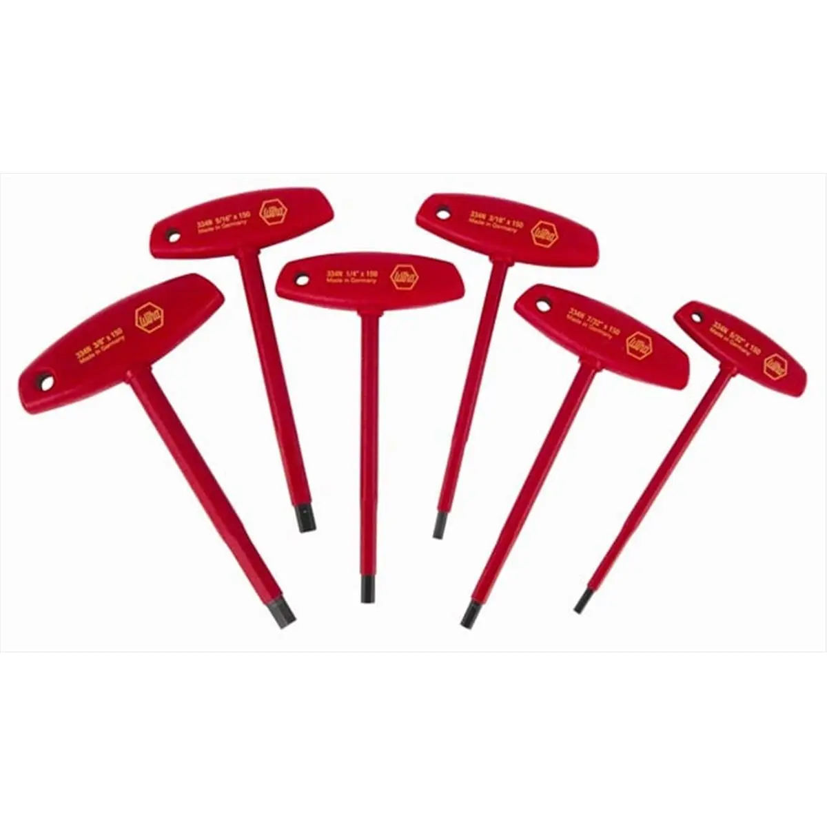 Wiha Tools 6-Piece Insulated T-Handle Hex Inch Set - 1000V Rated, ASTM IEC EN VDE NFPA Standards Compliant, Wiha Special CRM-72 Tool Steel, Individually Insulation Integrity Tested, Through Hardened Durability