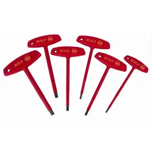 Wiha Tools 6-Piece Insulated T-Handle Hex Inch Set - 1000V Rated, ASTM, IEC, EN, VDE, NFPA Standards Compliant, Individually Tested for Insulation Integrity, Through Hardened Durability