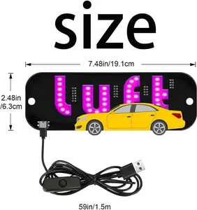 2025 New LED Light Sign for Cars, Taxi Windshield Light Sign, USB Car LED Sign with Suction Cups, Dual-Color Conversion Illuminated Emblem Vehicle