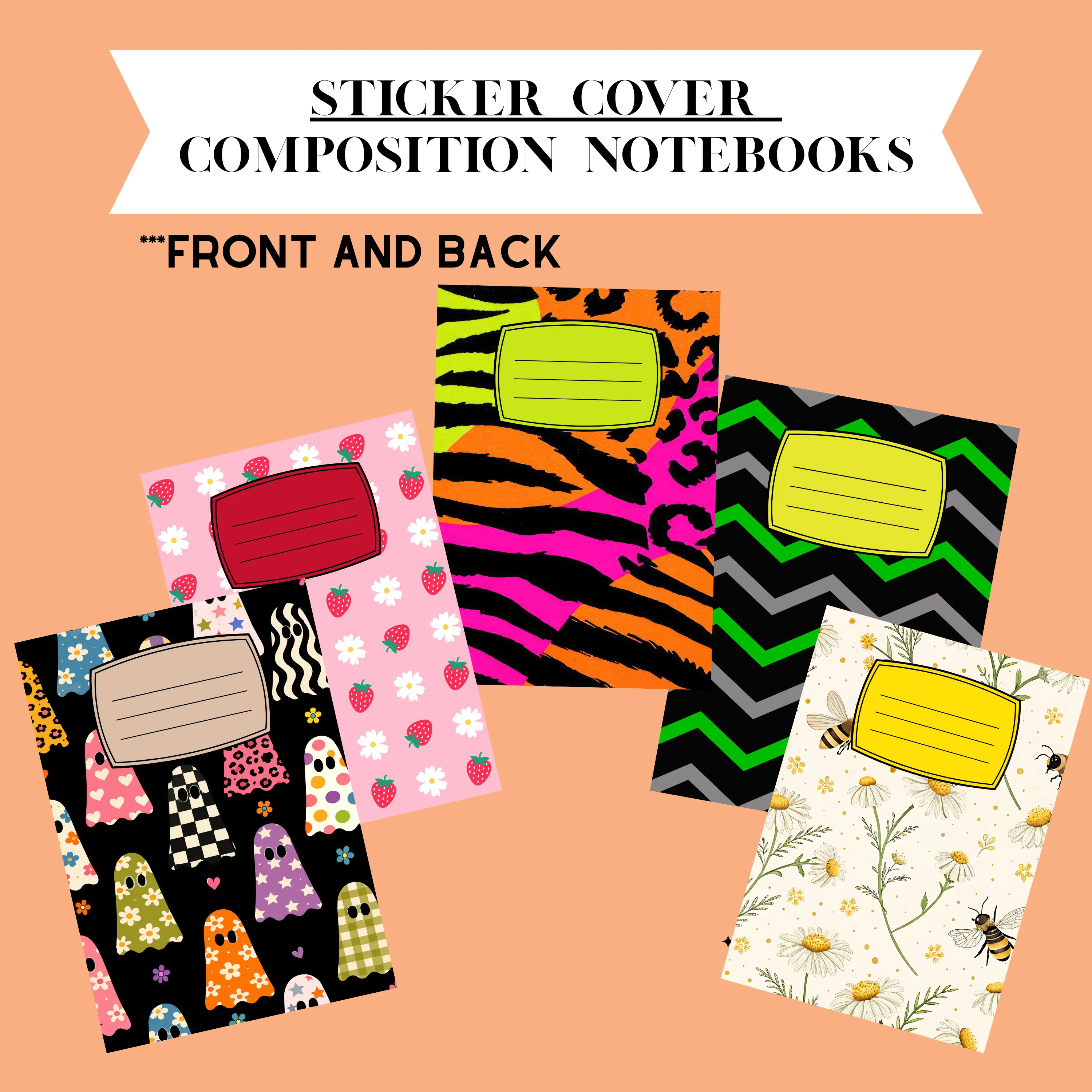 Sticker Composition Notebook Cover Front And Back