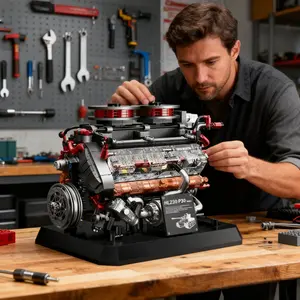 1236+/PCS building block set, car/tank engine model, high-difficulty mechanical assembly building block ornament, Diy Building Model