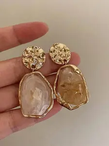 Vintage Geometric Dangle Earrings, Vintage Style, Geometric Shape, Textured Surface, Elegant Metal Texture Design, Perfect for Commuting, Parties & Daily Wear