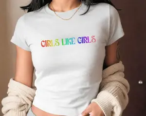 [Sale off up to 65%] Girls Like Girls Pride LGBTQ WLW Pansexual Bisexual Baby Tee, Y2k Baby Tee, Coquette Baby Tee, Trendy Baby Tee, 90s Baby Tee Shirt