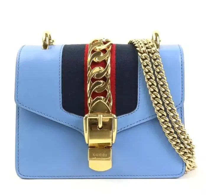 Pre-owned GUCCI leather Shoulder Bags Sylvie Blue