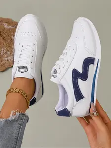 Women's new low-top lace-up casual sneakers, fashion trend simple and versatile casual shoes, comfortable, breathable and soft flat shoes suitable for daily leisure and commuting to work and school, outdoor walking shoes, a must-have for gifts, Footwear