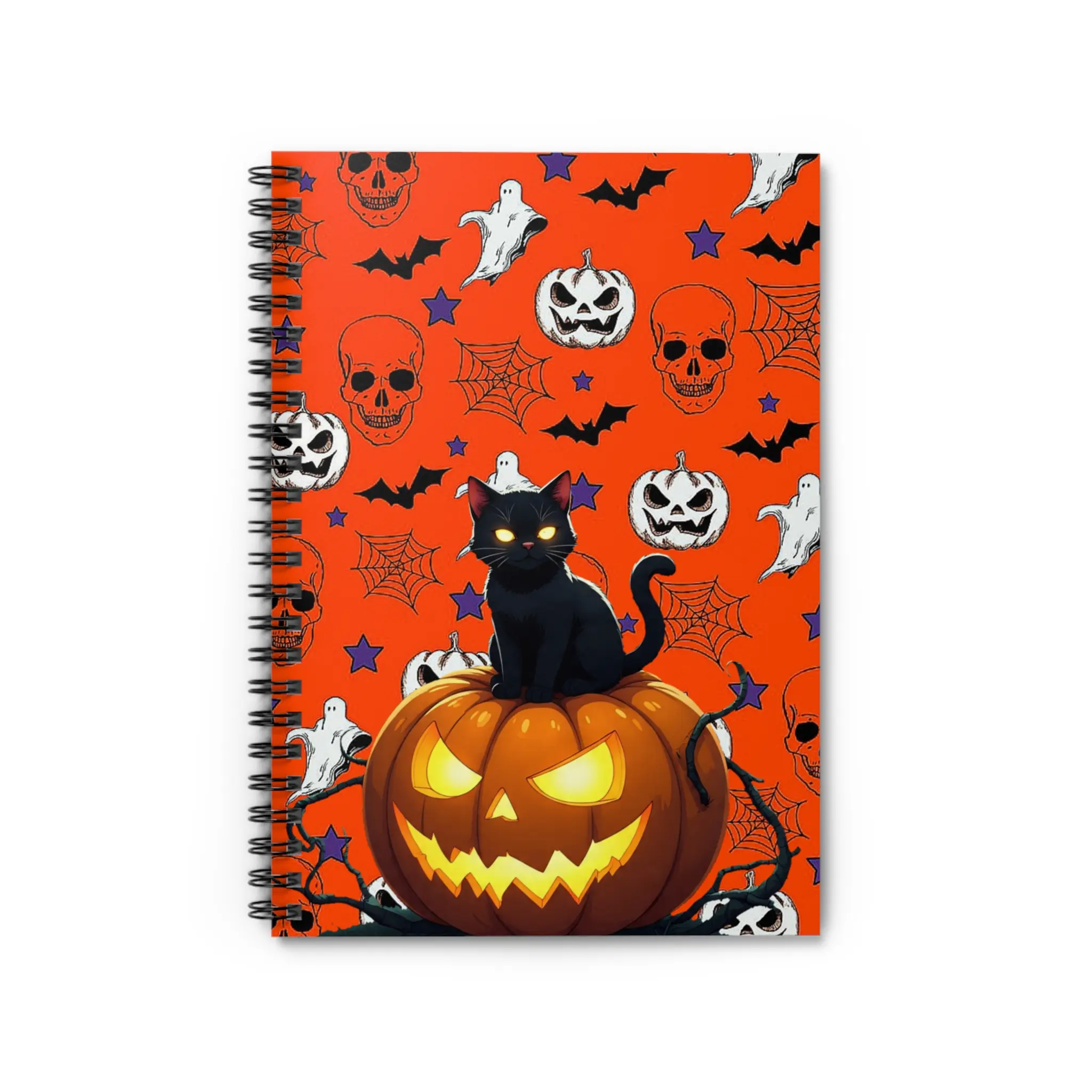 Halloween Cat Spiral Notebook, Perfect for Spooky Season Planning, School, Journaling, Gifts, and Decor