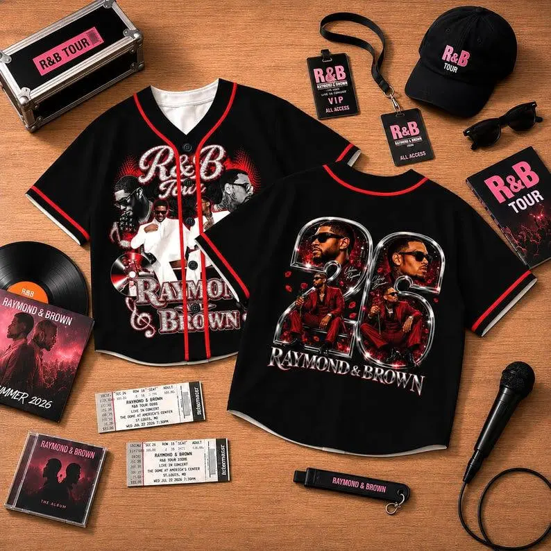 Baseball Jersey Shirt, Ch.Brown Usher Raymond The R&B Tour 2026 Unisex Tee.