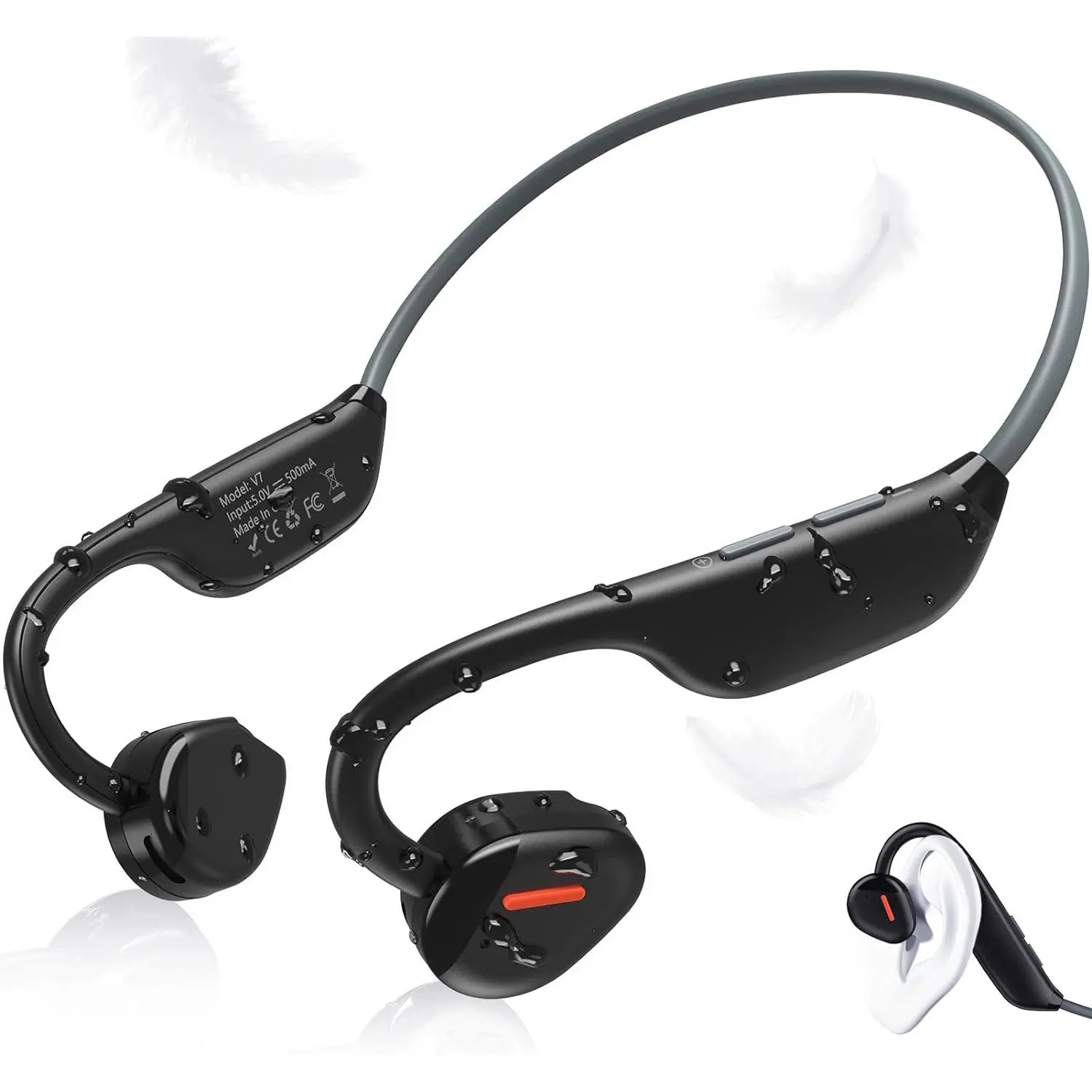 Open Ear Headphones Wireless Bluetooth 5.3, Running Headphones with Mic, 27g Lightweight Air Conduction Headphones, Waterproof Sport Earphones for Running, Cycling