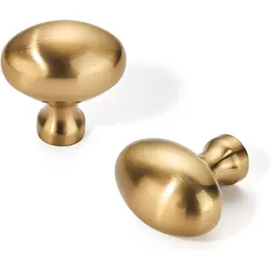 10 Pack Champagne Bronze Oval Cabinet Knobs-Single Hole Cabinet Pull Oval Drawer Knobs for Dresser & Kitchen Cabinet Hardware Kitchen Knob