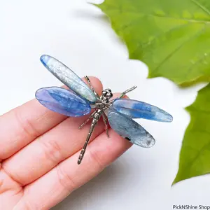 Natural Blue Kyanite Dragonfly Figurine, Crystal Healing Stone, Reiki Chakra Mineral Craft, Home Decor & Spiritual Gift