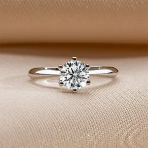 1ct Moissanite Solitaire 925 Sterling Silver Engagement Ring Size 3-12 Ss0401