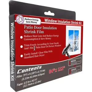 Large Patio Door Shrink Film Window Insulation Kit 84-Inch By 112-Inch Clear Keeps Cold Air Out and Warm Air In 1 Pack