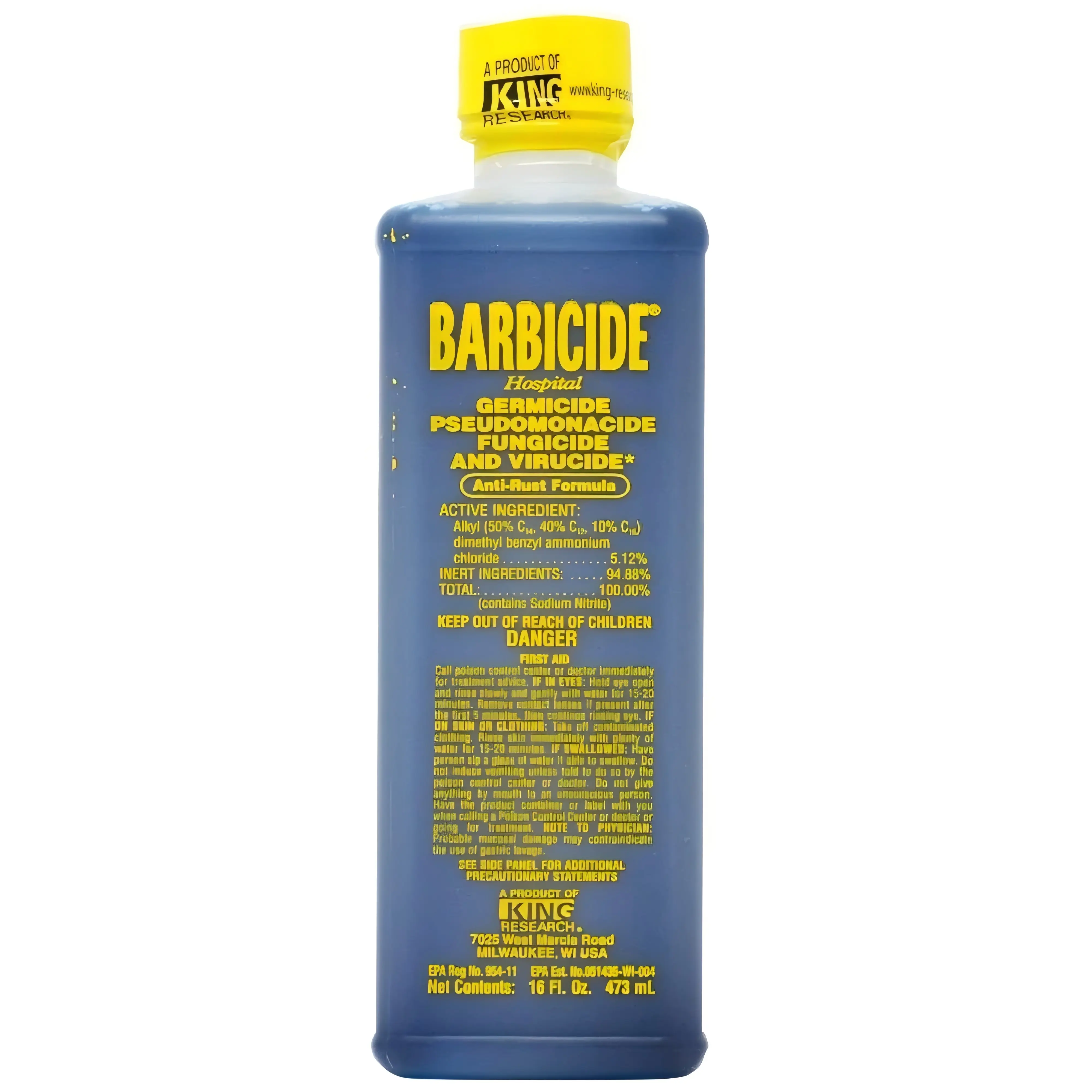 BARBICIDE Household Disinfectant Concentrate - 16 fl oz, EPA-Registered Hospital-Grade Germicide, Anti-Rust Solution for Salons & Barbershops Shears, Combs & Professional Tools