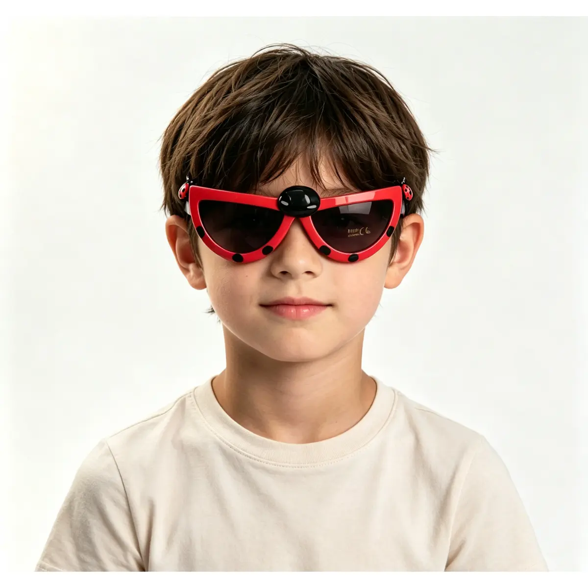 Kids' Foldable Transforming Cartoon Sunglasses, Ladybug/Beetle Design, Fashion Eyewear for Girls